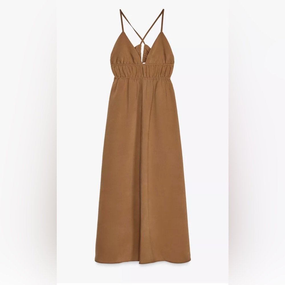 Zara Brown Halter Sundress Casual Resort Wear